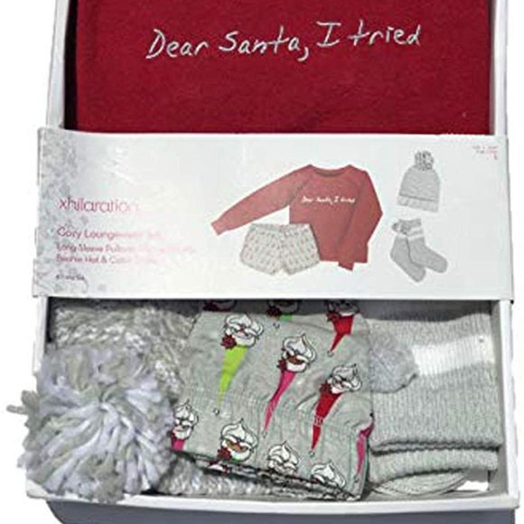 Xhilaration Women's Cozy 4pc Lounge Wear Pajama Set "Dear Santa I Tried" Size M - Picture 1 of 1